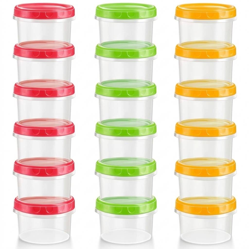 18 contenants 4 oz empilables, couvercles, lave-vaisselle - Image 1
