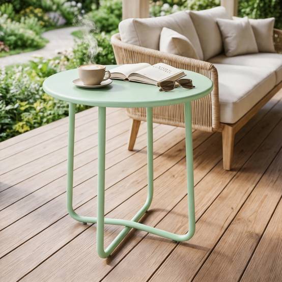 Table basse de jardin métal vert 48 x 48 x 51 cm - PANGIVO - Image 3