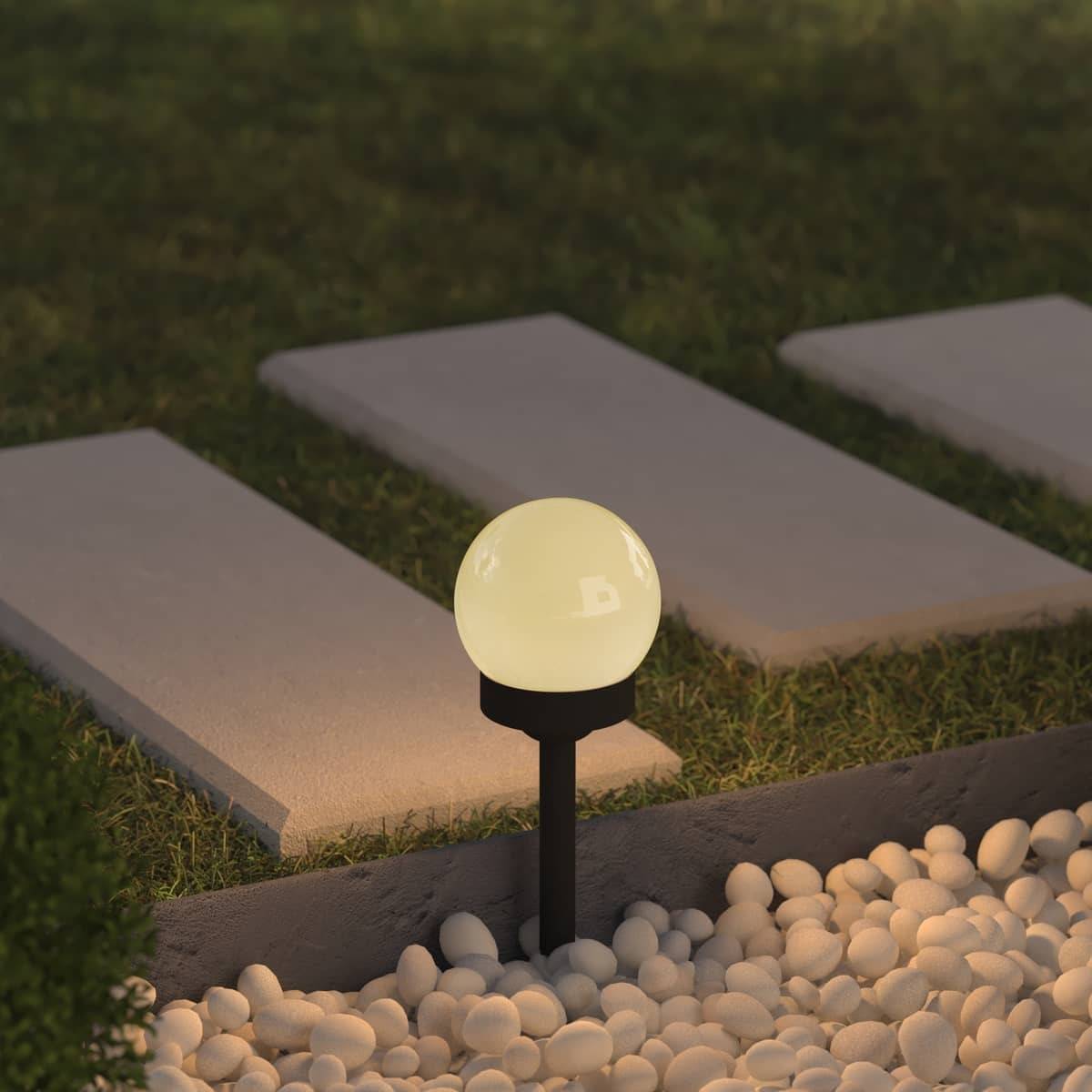 Atmosphera - Lot de 4 balises solaires "Tea" H34cm noir et blanc - Atmosphera Créateur d'intérieur - Imagen 1