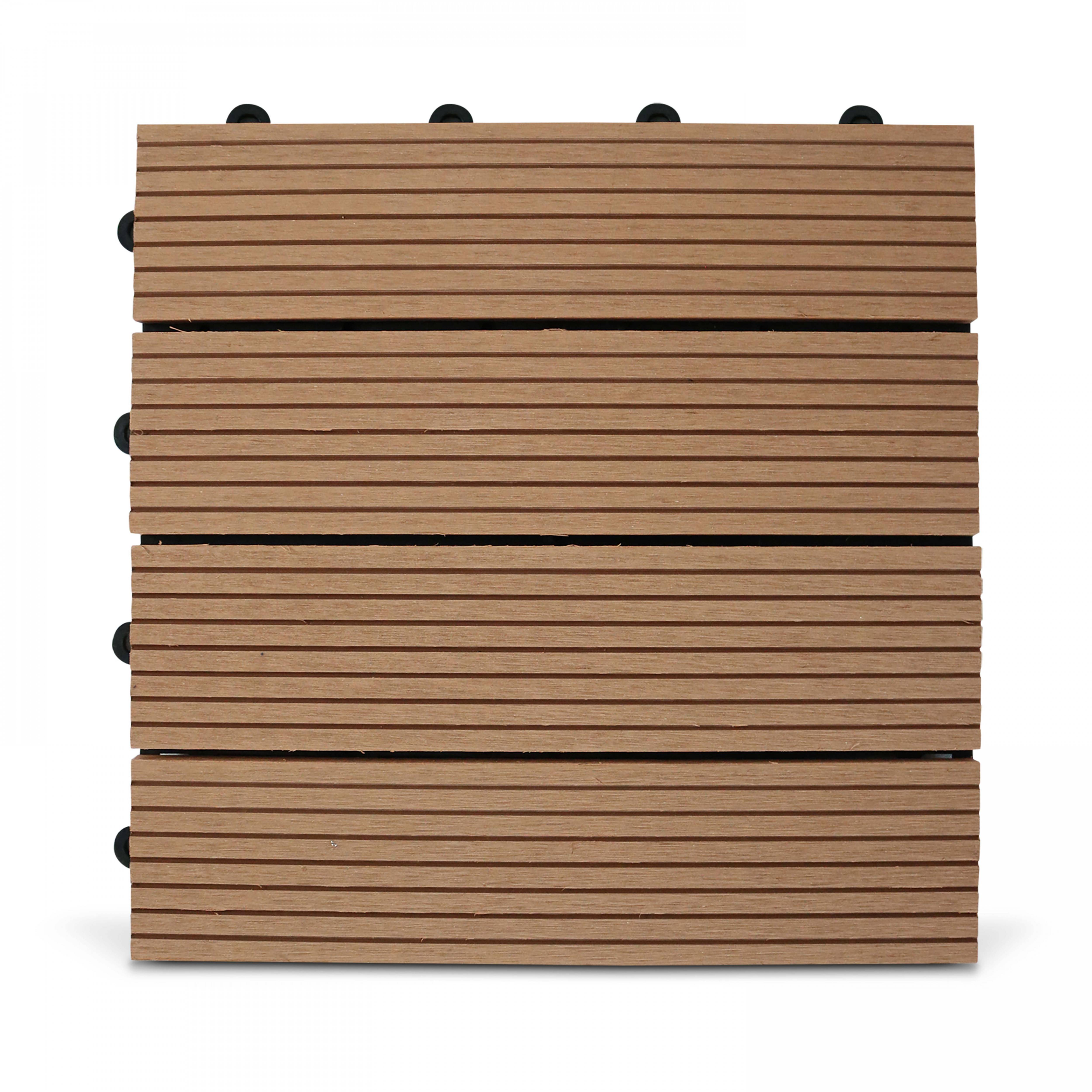Oviala - Lot de 48 dalles clipsables bois synthétique marron Padang - Oviala - Imagen 4