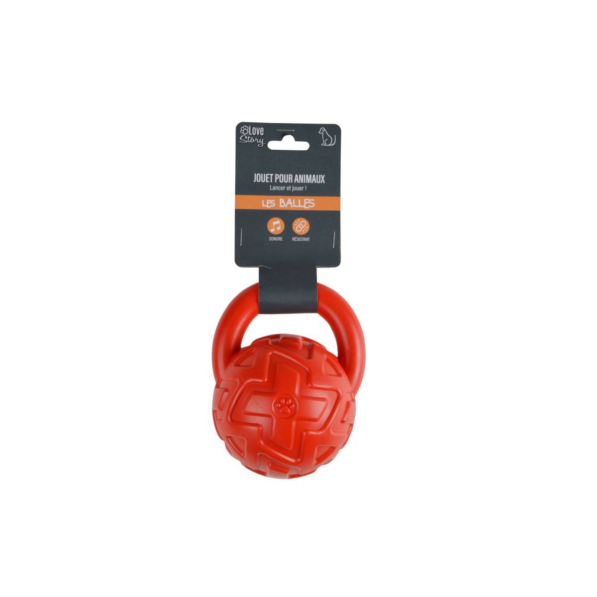 Love Story - Jouet pour Chien "Ballon Sonore" 14cm Rouge - Image 2