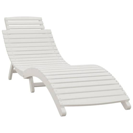 Helloshop26 - Transat chaise longue bain de soleil lit de jardin terrasse meuble d'extérieur 184 x 55 x 64 cm bois massif d'acacia blanc - Imagen 1