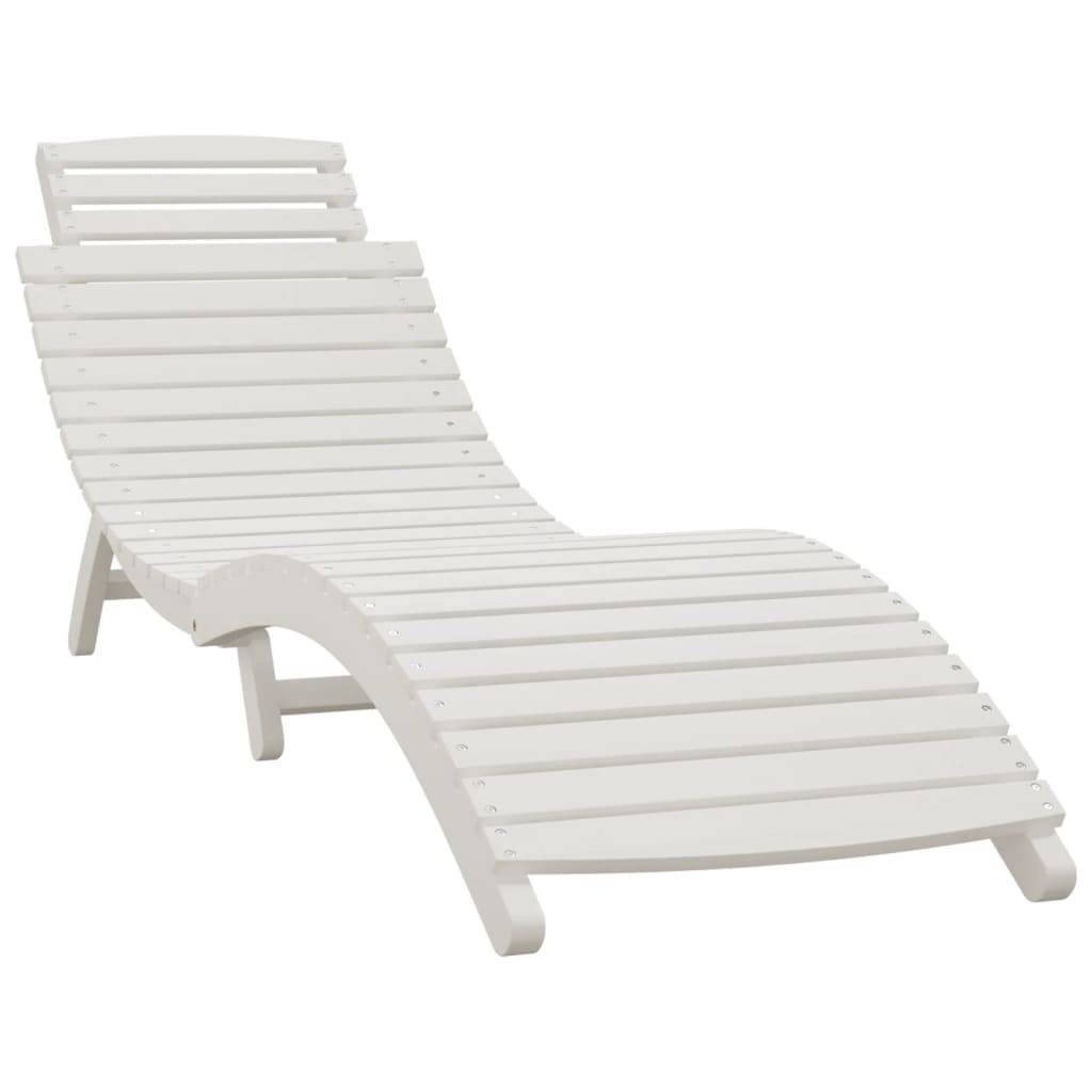 Helloshop26 - Transat chaise longue bain de soleil lit de jardin terrasse meuble d'extérieur 184 x 55 x 64 cm bois massif d'acacia blanc - Imagen 1