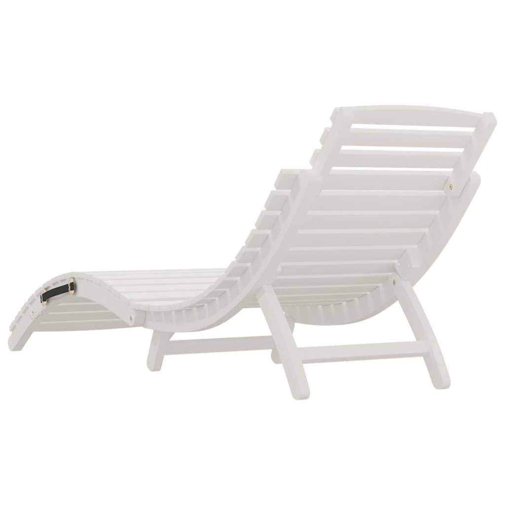 Helloshop26 - Transat chaise longue bain de soleil lit de jardin terrasse meuble d'extérieur 184 x 55 x 64 cm bois massif d'acacia blanc - Imagen 4