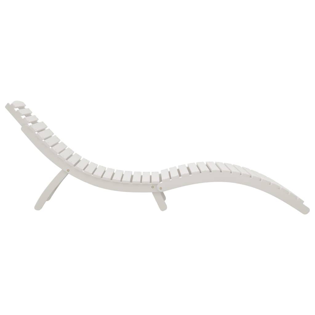 Helloshop26 - Transat chaise longue bain de soleil lit de jardin terrasse meuble d'extérieur 184 x 55 x 64 cm bois massif d'acacia blanc - Imagen 3