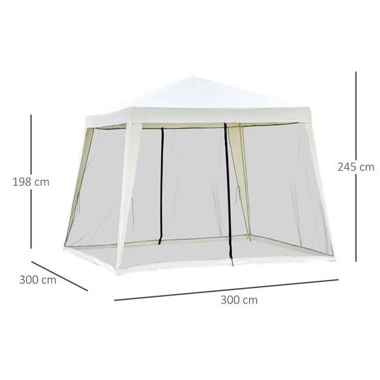Tonnelle de Jardin 3x3 m Acier avec 4 Moustiquaires Zippées Protection UV Imperméable Crème - ComfortXL Outdoor Living - Image 5