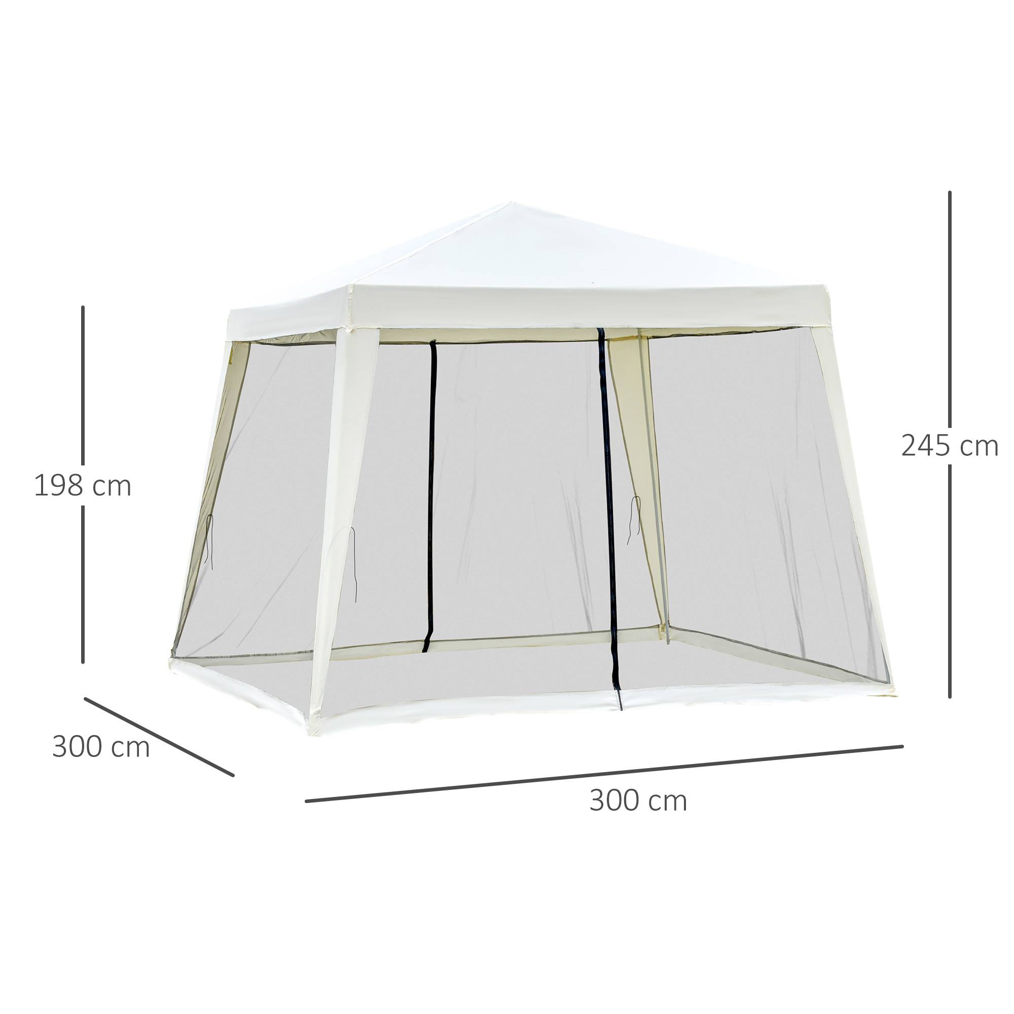 Tonnelle de Jardin 3x3 m Acier avec 4 Moustiquaires Zippées Protection UV Imperméable Crème - ComfortXL Outdoor Living - Image 5