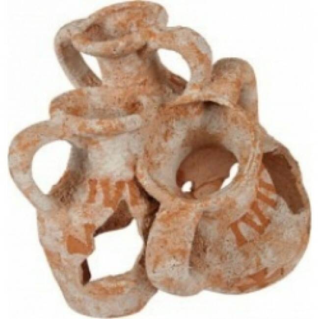 Zolux - Ánfora triple decorativa de cerámica multicolor 12 cm - ZOLUX