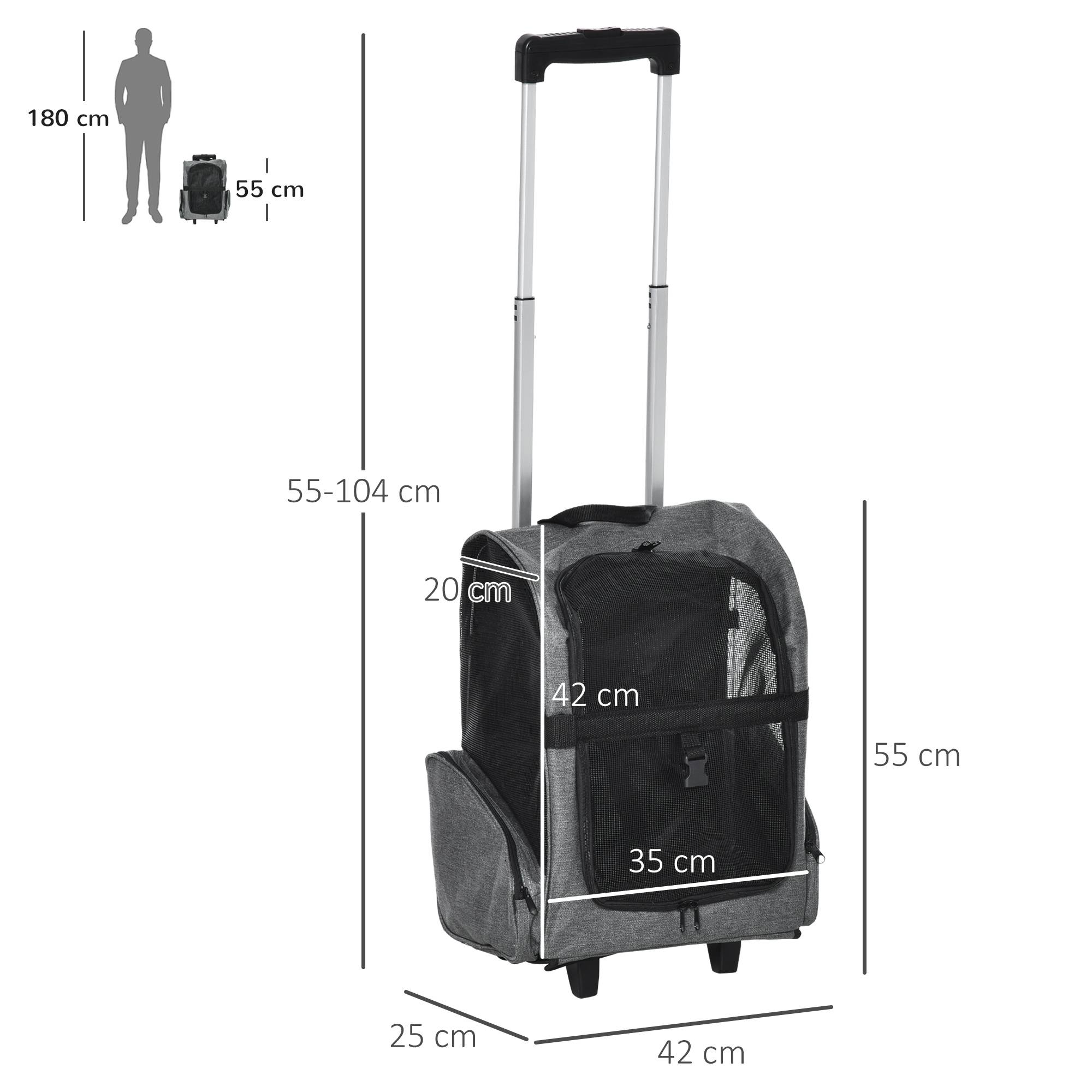 Sac de transport trolley métal Oxford petits animaux roulettes 55cm gris - ComfortXL Outdoor Living - Image 5