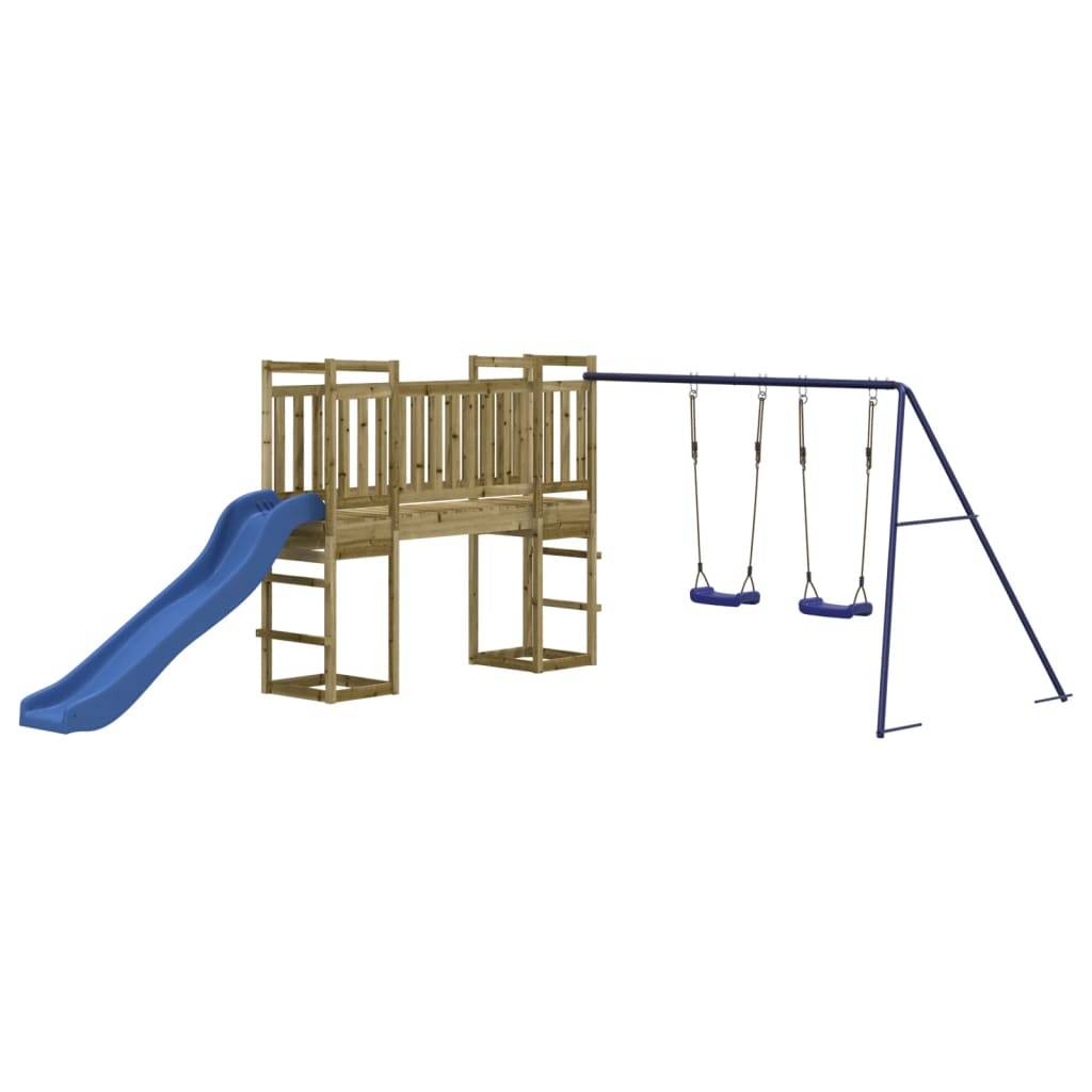 Helloshop26 - Aire de jeux d'extérieur balançoires toboggan portiques robuste jeux jardin 308 x 467 x 169 cm bois de pin imprégné - Imagen 2