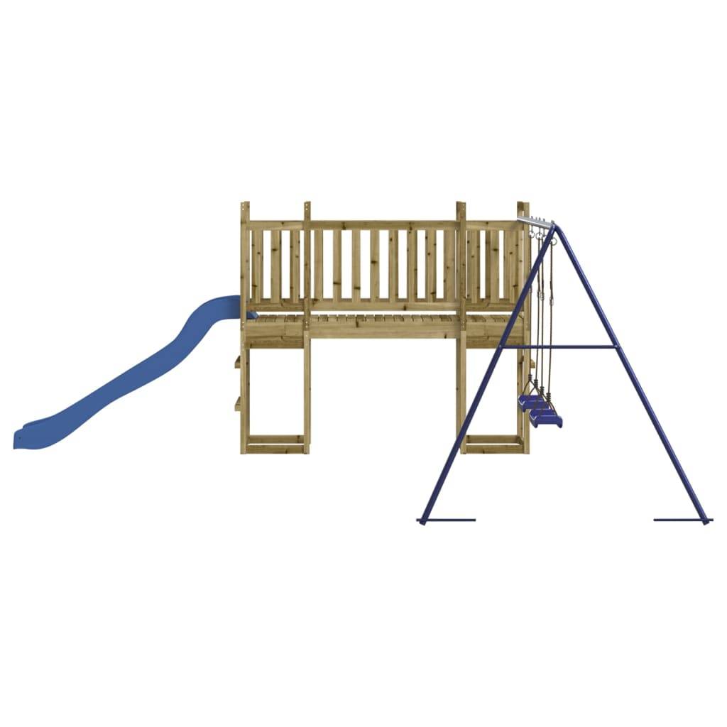 Helloshop26 - Aire de jeux d'extérieur balançoires toboggan portiques robuste jeux jardin 308 x 467 x 169 cm bois de pin imprégné - Imagen 4