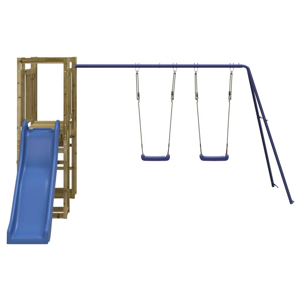 Helloshop26 - Aire de jeux d'extérieur balançoires toboggan portiques robuste jeux jardin 308 x 467 x 169 cm bois de pin imprégné - Imagen 3