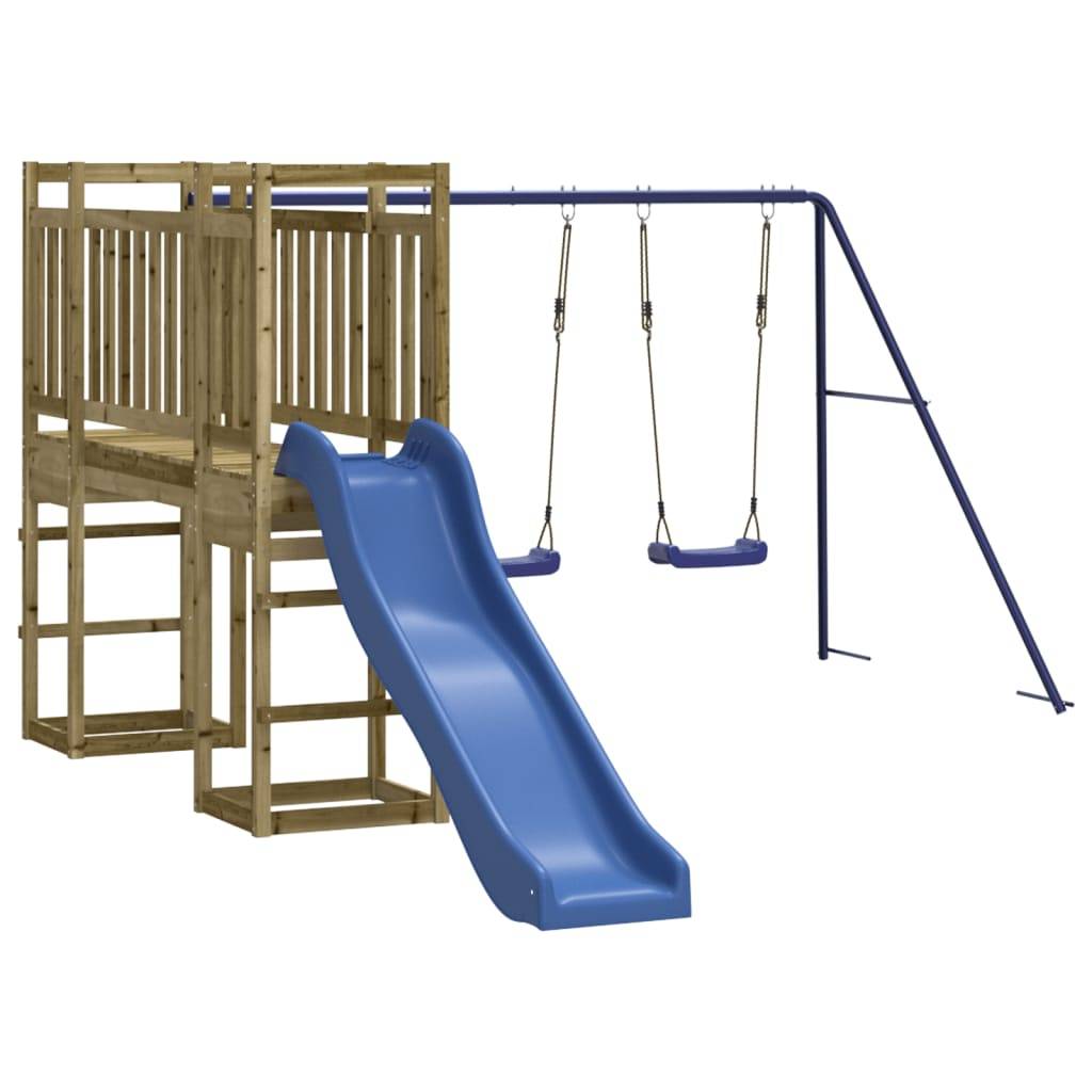 Helloshop26 - Aire de jeux d'extérieur balançoires toboggan portiques robuste jeux jardin 308 x 467 x 169 cm bois de pin imprégné - Imagen 1