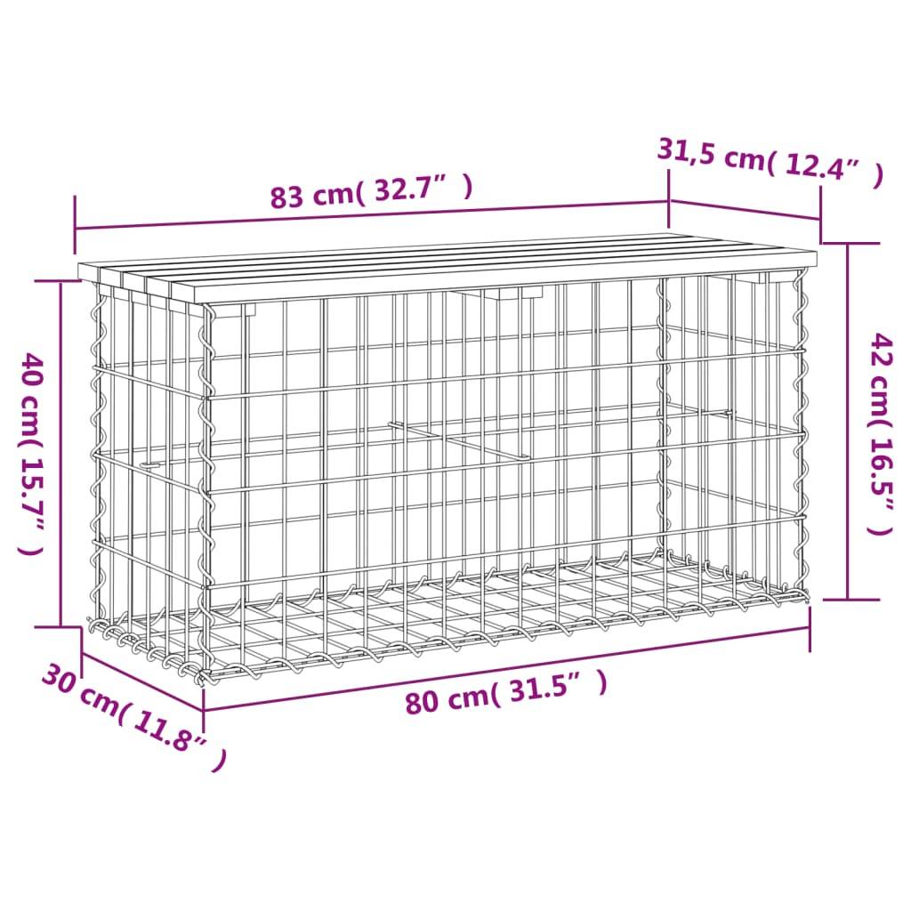 Maison Chic - Banc de jardin - Banc d'extérieur - Banquette design de gabion 83x31,5x42cm bois massif de pin - Imagen 8