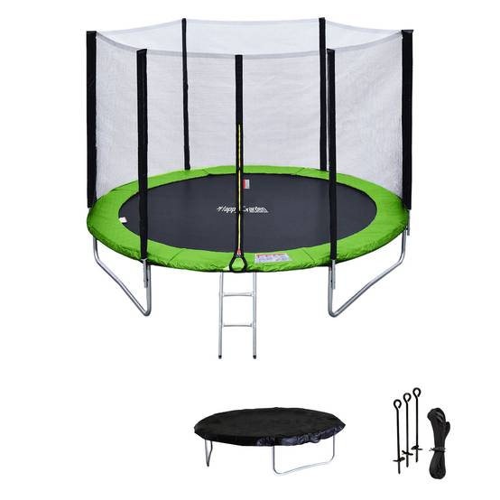 Pack Premium Trampoline 245cm réversible bleu / vert CANBERRA + filet, échelle, bâche et kit d'ancrage - HAPPY GARDEN - Imagen 2