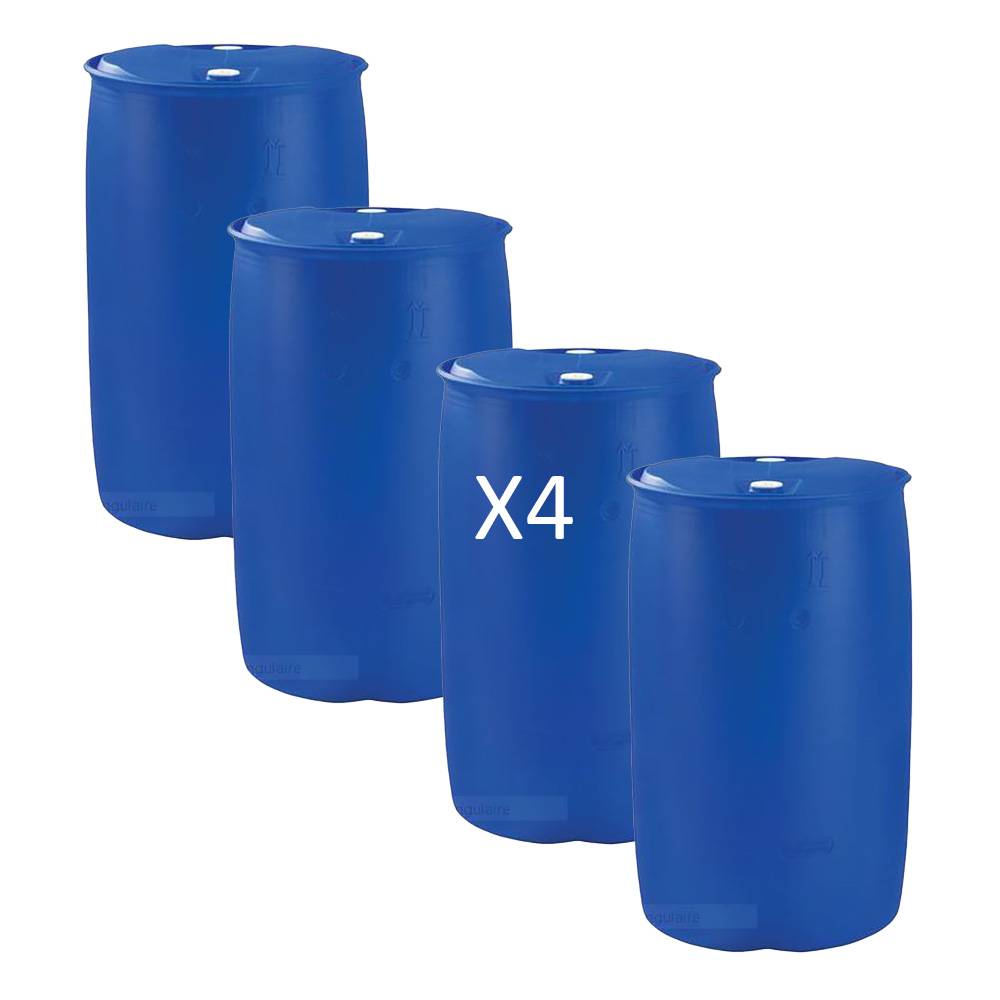 Fût plastique neuf 220l à bondes homologué un-lot de 4