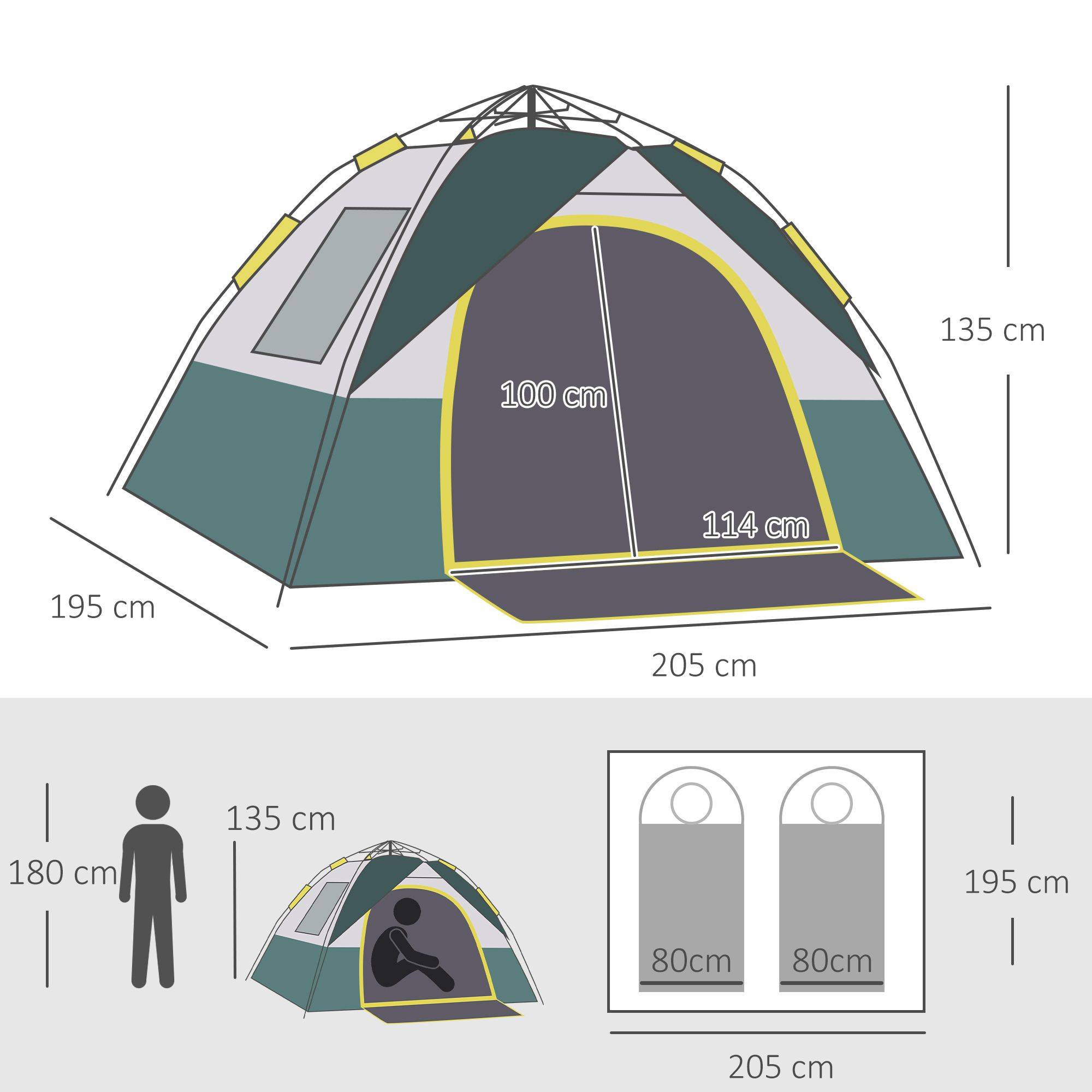 Tente de camping polyester vert 205 x 195 x 135 cm - PANGIVO - Image 5