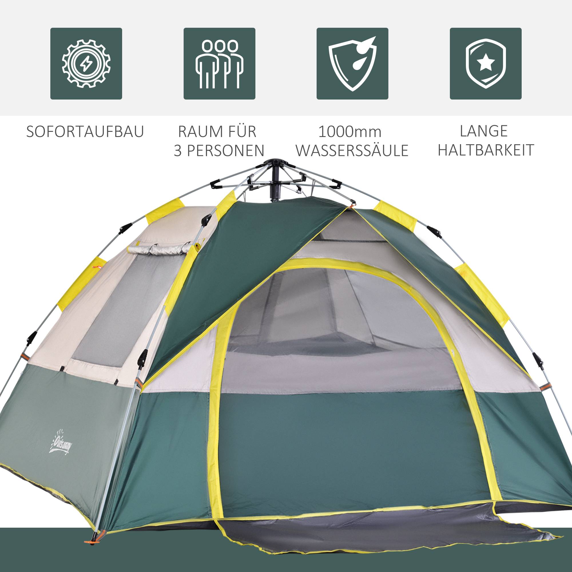 Tente de camping polyester vert 205 x 195 x 135 cm - PANGIVO - Image 6