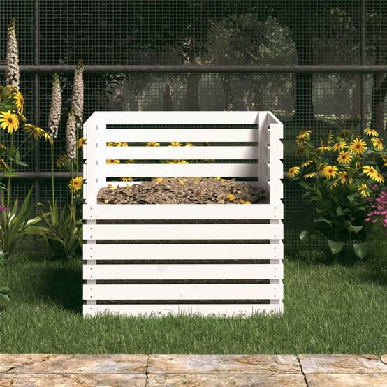 Composteur de jardin 500L en bois de pin pour recyclage déchets Blanc – ComfortXL Outdoor Living - Image 3