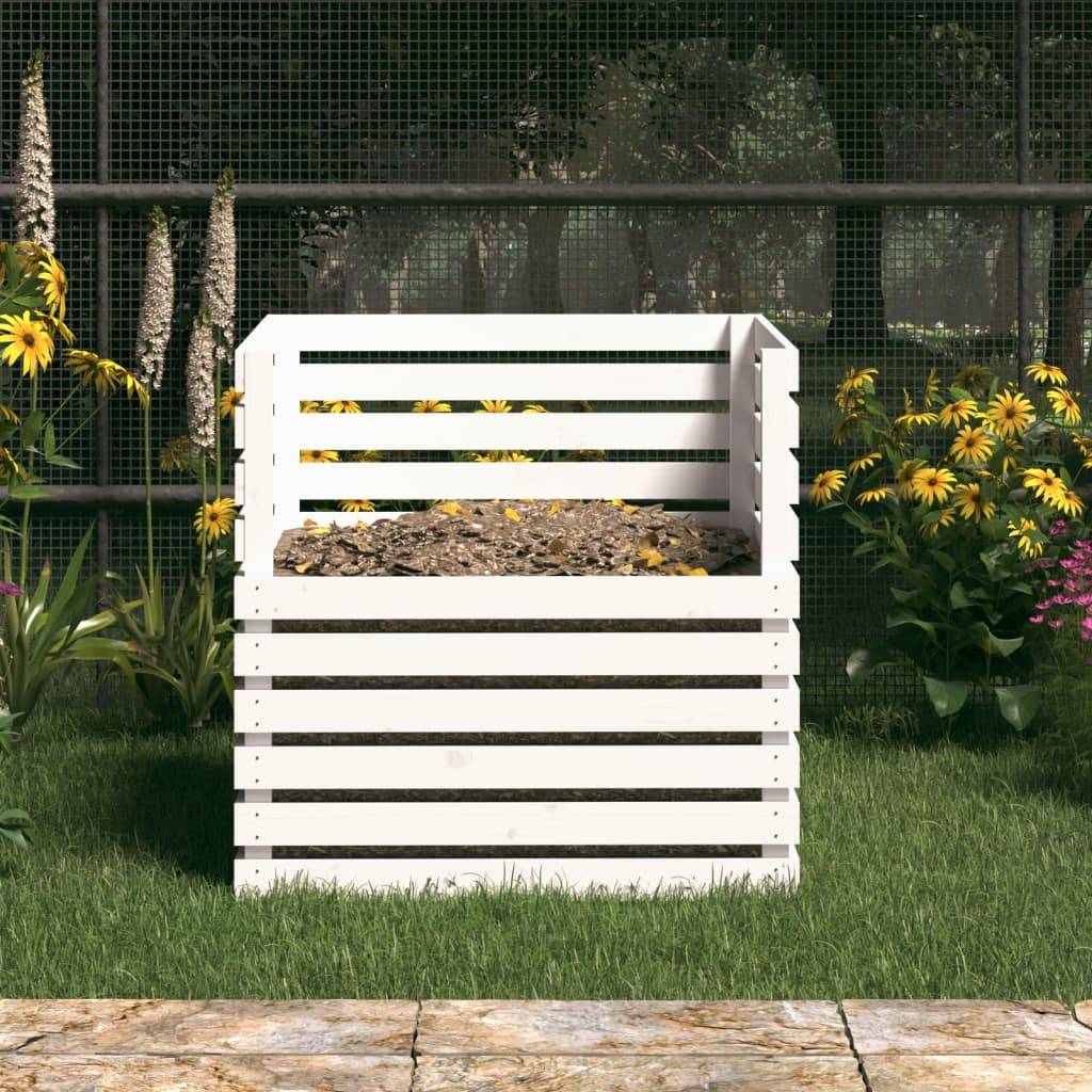 Composteur de jardin 500L en bois de pin pour recyclage déchets Blanc – ComfortXL Outdoor Living - Image 3