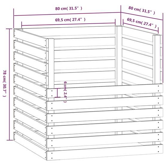 Composteur de jardin 500L en bois de pin pour recyclage déchets Blanc – ComfortXL Outdoor Living - Image 8