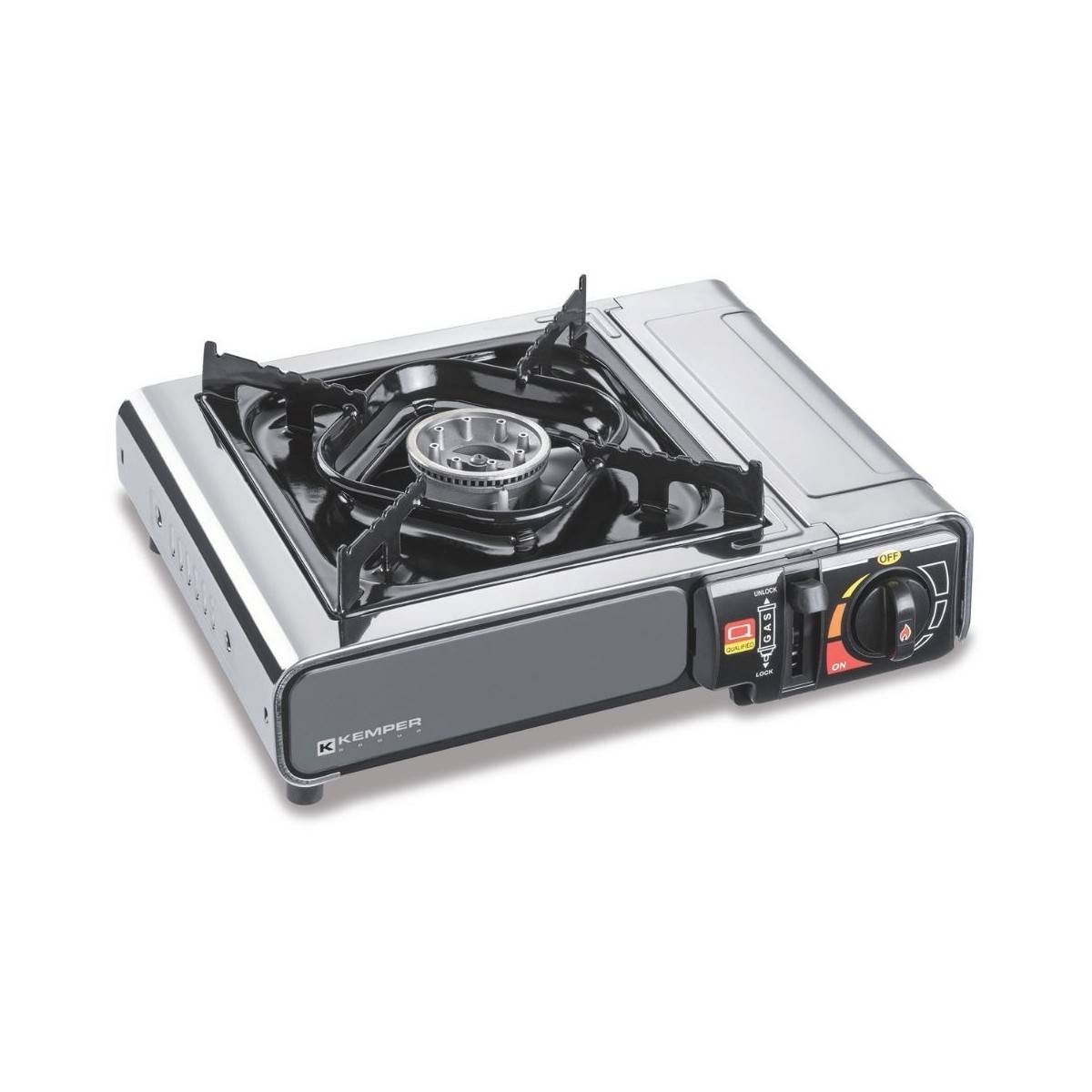 Réchaud à gaz portable 2200W INOX + 4 cartouches de gaz + Malette de transport Cuisson Extérieure Camping Van Trek KEMPER - Imagen 3
