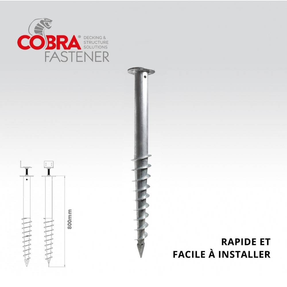 Decklinea - Vis de Fondation SPIRAL - Pour Terrasse Bois - Hauteur : 80cm - Fixation - Facile & Rapide à Monter - Imagen 2