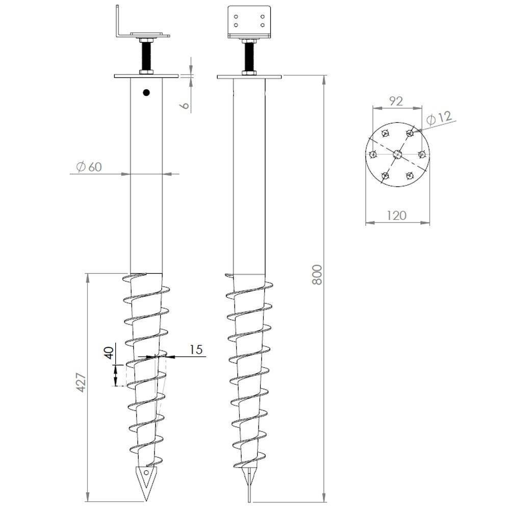 Decklinea - Vis de Fondation SPIRAL - Pour Terrasse Bois - Hauteur : 80cm - Fixation - Facile & Rapide à Monter - Imagen 4
