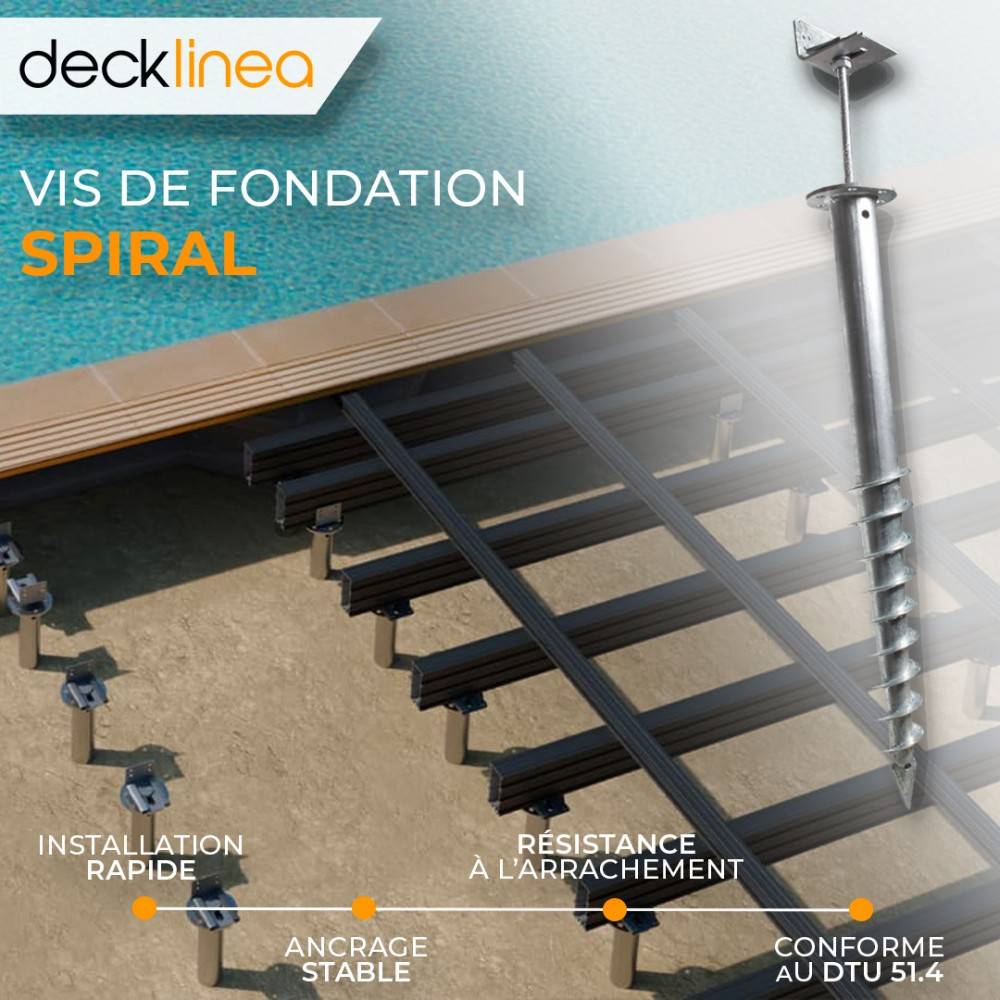 Decklinea - Vis de Fondation SPIRAL - Pour Terrasse Bois - Hauteur : 80cm - Fixation - Facile & Rapide à Monter - Imagen 5