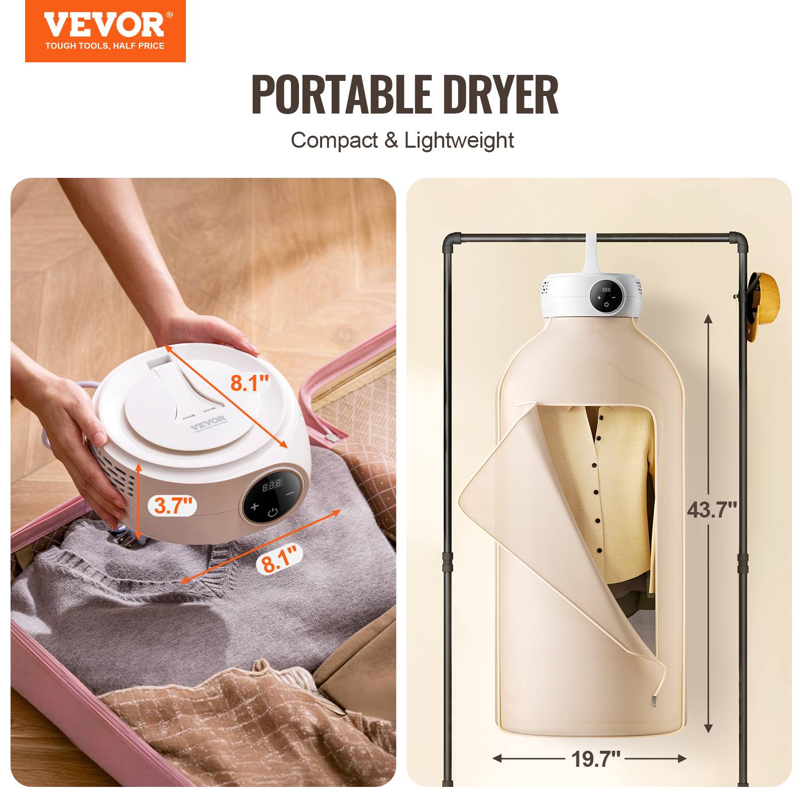 VEVOR Sèche-linge électrique portable 600 W, sac séchage, chauffage PTC. Pliable. - Image 2