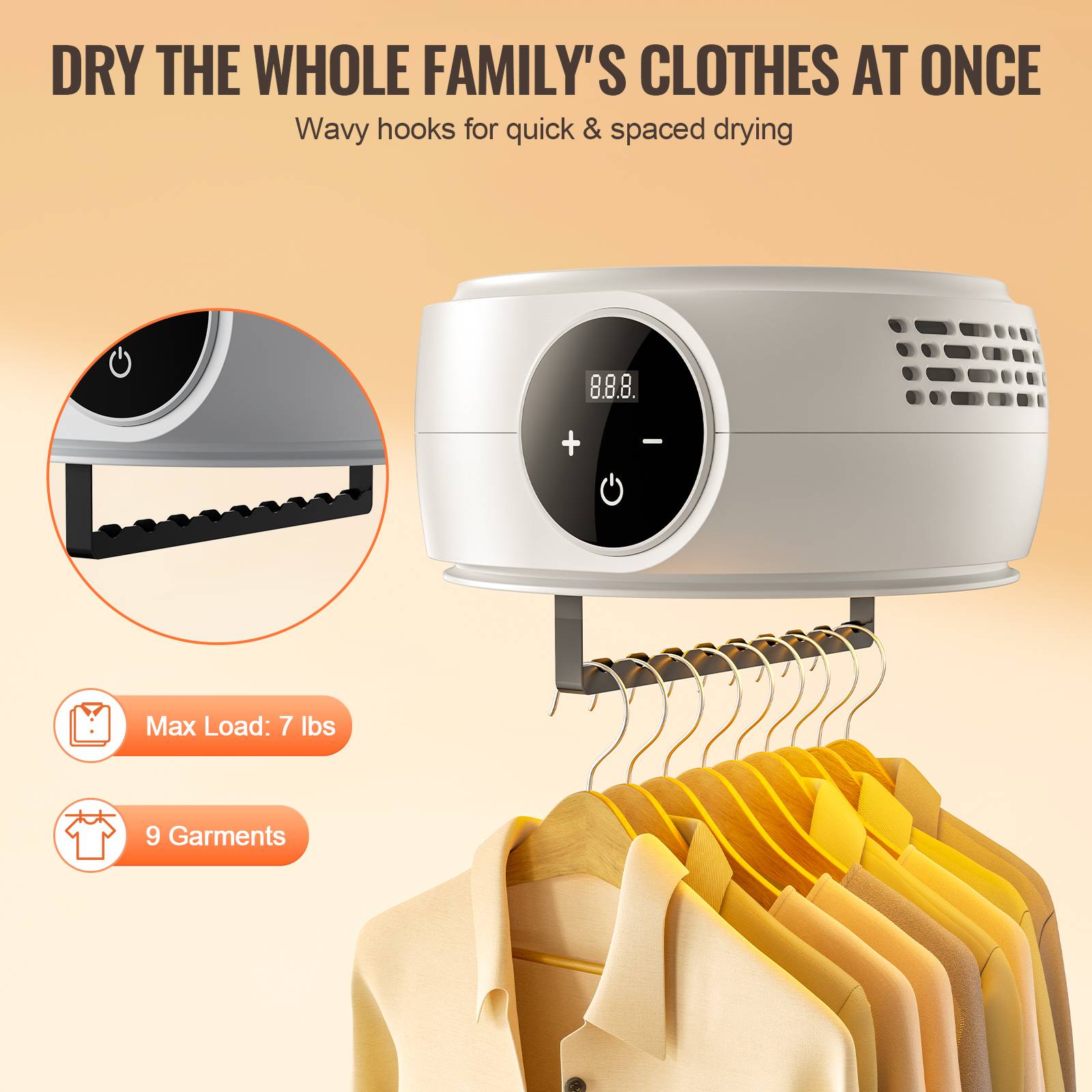 VEVOR Sèche-linge électrique portable 600 W, sac séchage, chauffage PTC. Pliable. - Image 4