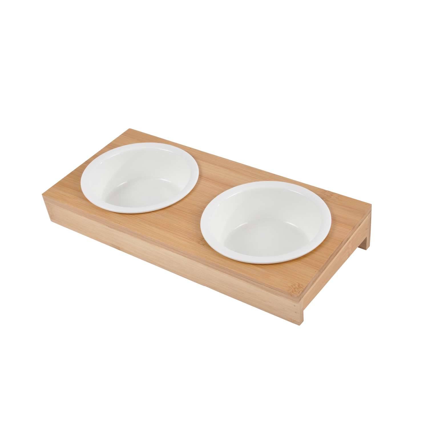 Love Story - Gamelle double en céramique et bambou pour chien et chat - Diam 12 cm - Love Story - Imagen 1
