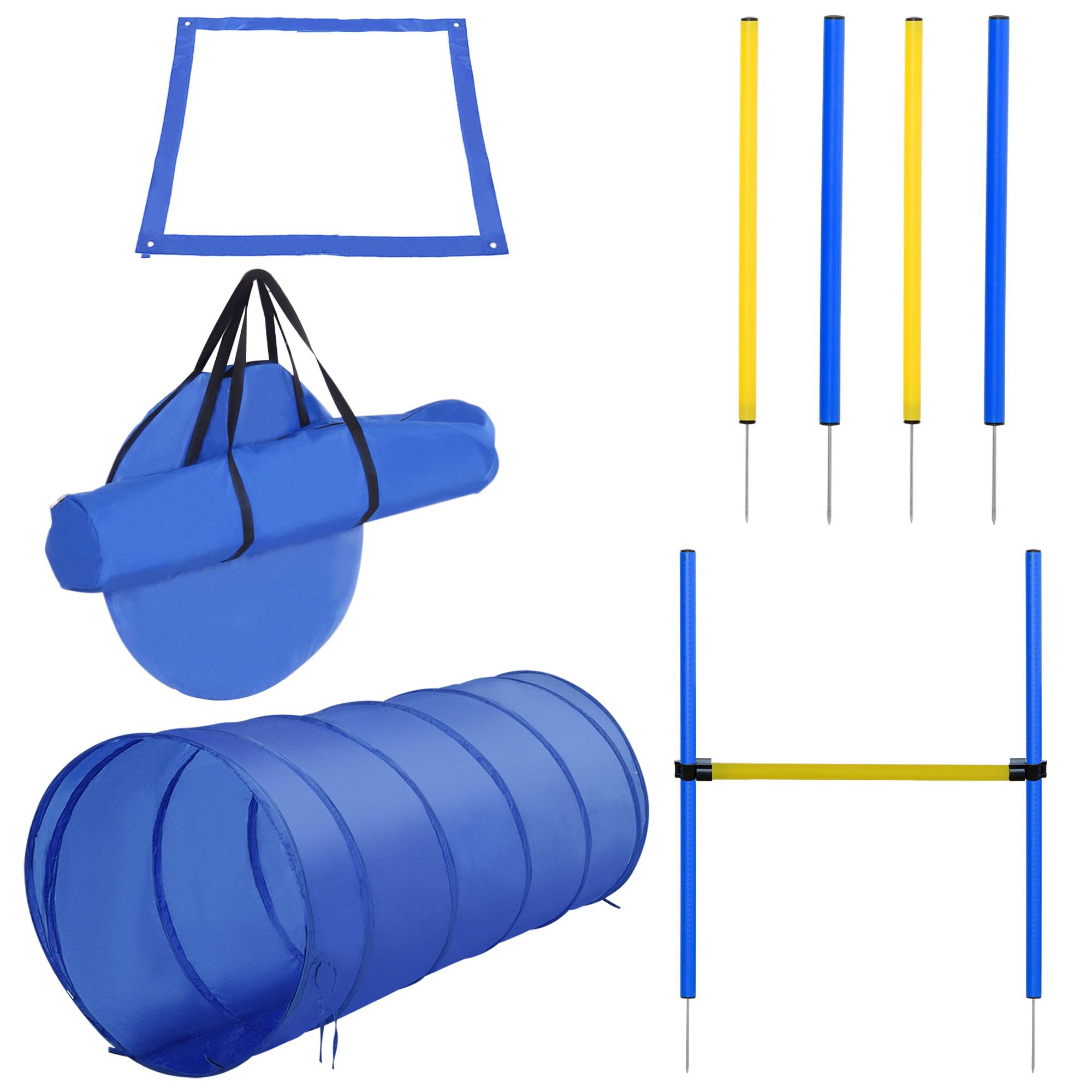 Kit d'agility pour chien polyester bleu 148 x 60 x 60 cm - PANGIVO - Image 1