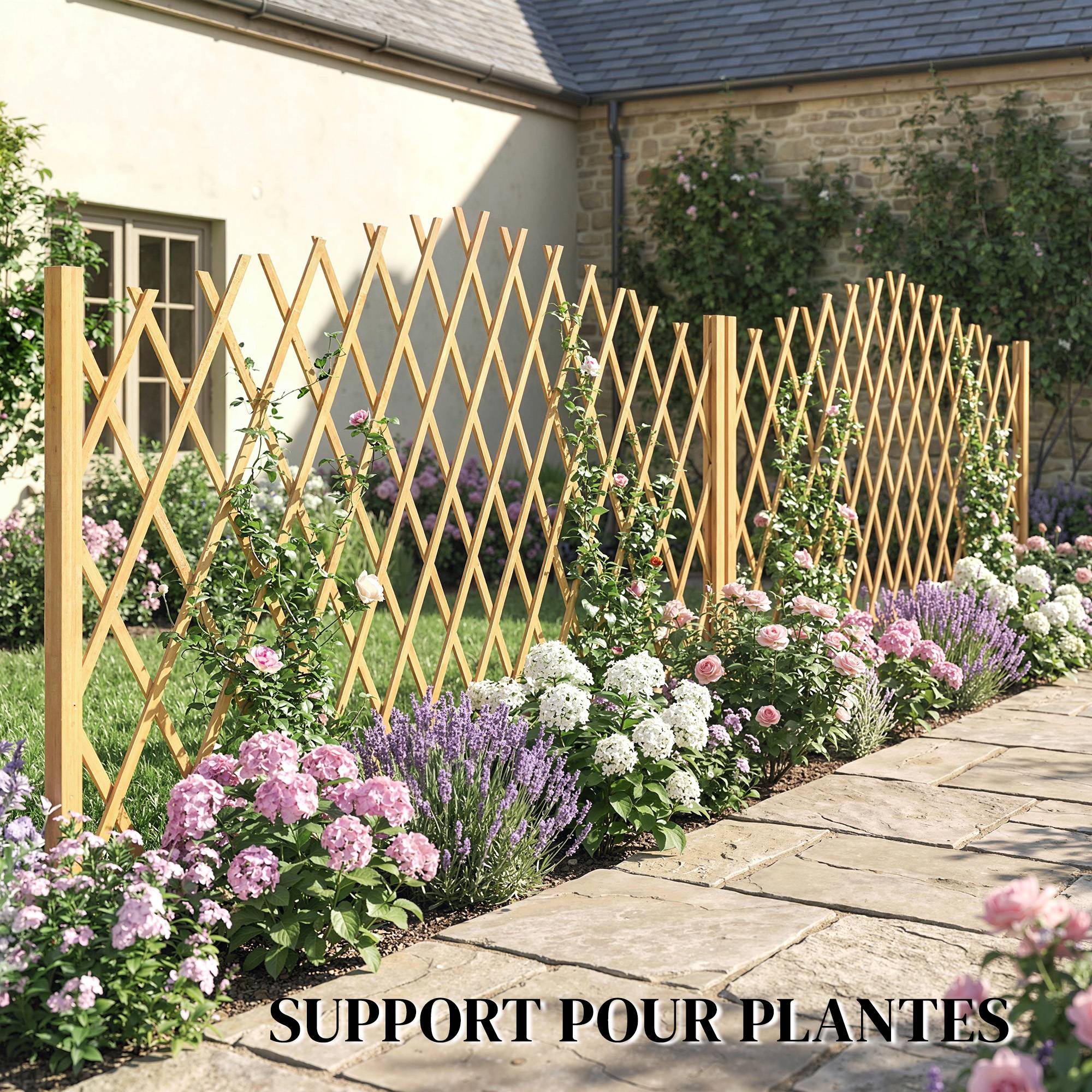 Lot de 2 barrières extensibles bois de sapin naturel 180 x 30 x 103 cm - PANGIVO - Image 9