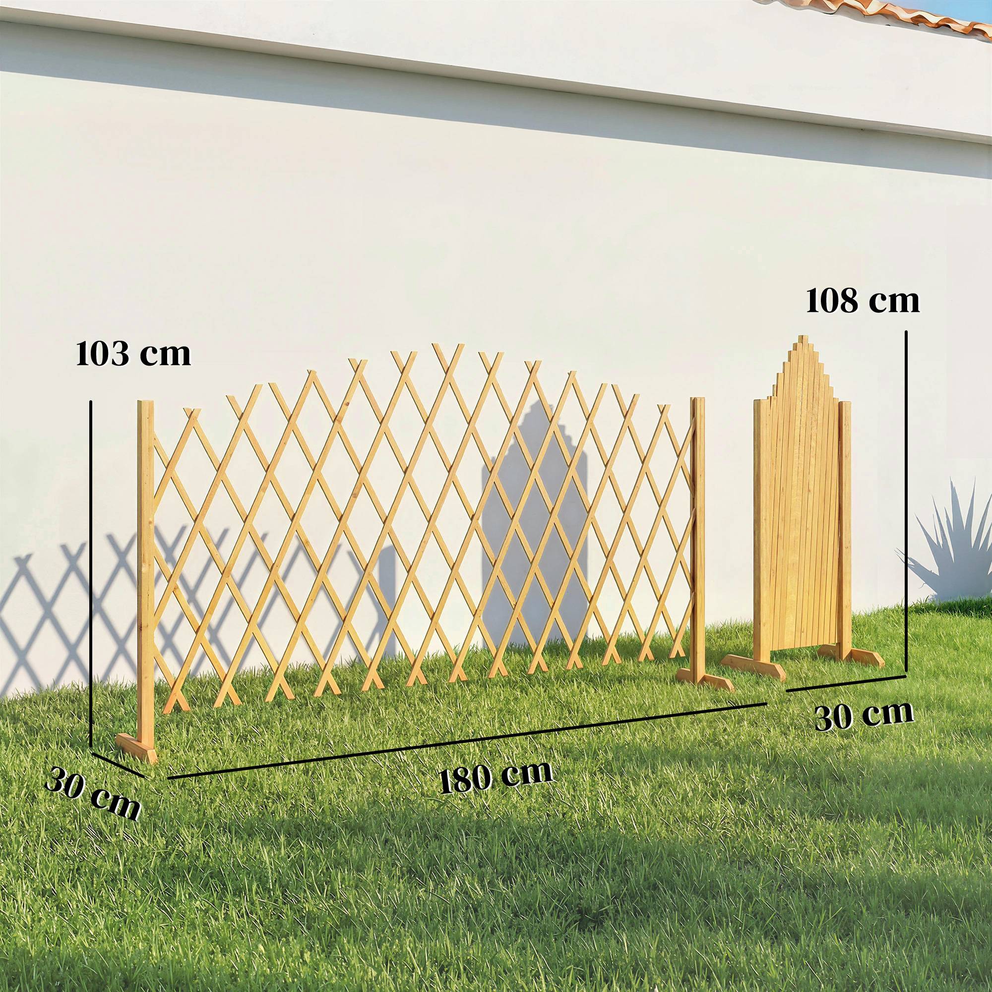Lot de 2 barrières extensibles bois de sapin naturel 180 x 30 x 103 cm - PANGIVO - Image 5