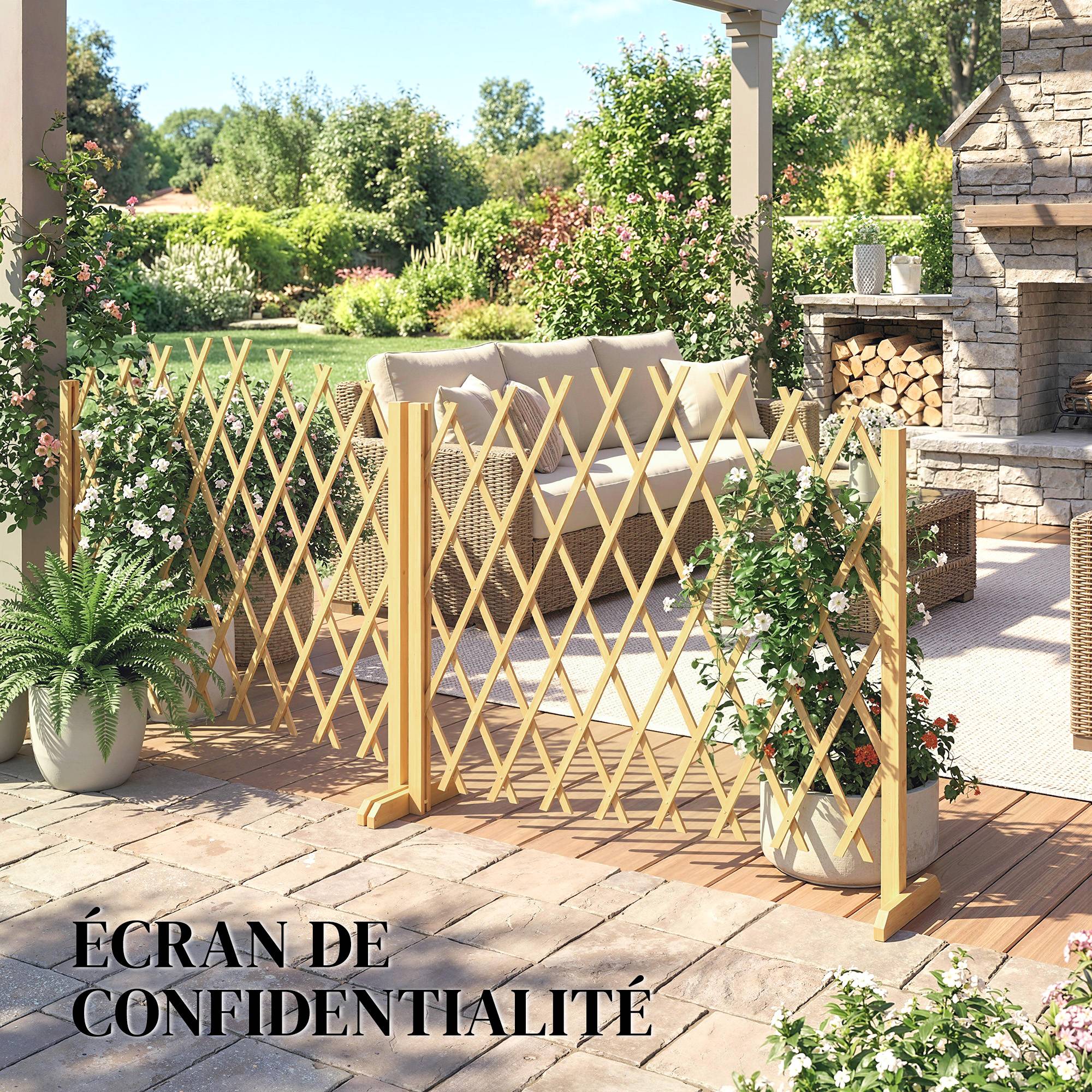 Lot de 2 barrières extensibles bois de sapin naturel 180 x 30 x 103 cm - PANGIVO - Image 10