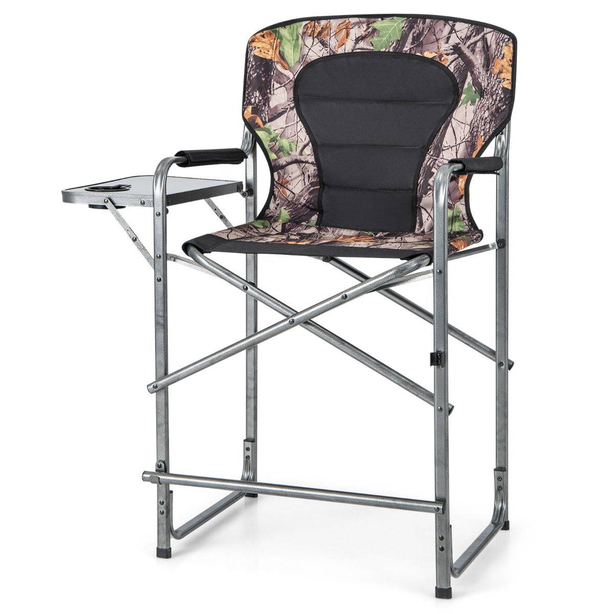 Helloshop26 - Chaise de camping pliante avec table latérale amovible charge 150 kg chaise de pêche avec porte-gobelet pour chasse randonnée - Imagen 1