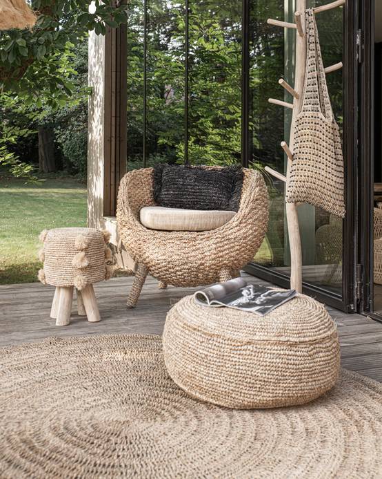 Rina - Pouf en Raffia - UNIQKA - Imagen 2