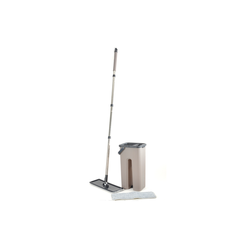 Set de nettoyage avec mop et seau compact en plastique - Taupe et gris - 2L - Image 1