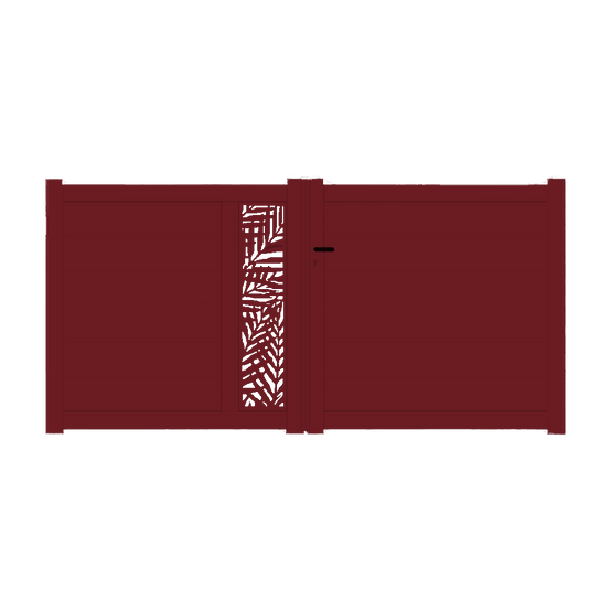 Portail alu battant découpe laser en kit dim. L.3500 (entre piliers) x H.1500 mm Rouge (RAL 3004)
