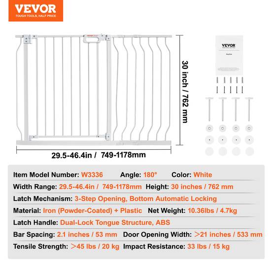 VEVOR Barrière de Sécurité Extensible Clôture Enfant Chien 75-123x76 cm Escalier - Image 7