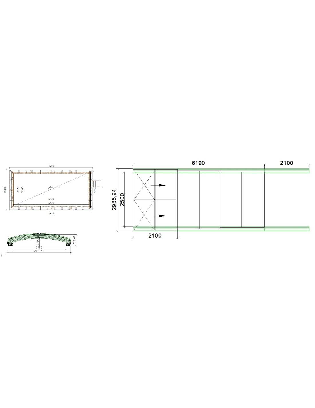 Altanka - Abri de piscine Skyline pour les modèles 6,20x3 m - BAS87, BAS787 - polycarbonate alvéolaire 8 mm - Couleur Ral7016 Graphite - ECO313 - Imagen 2