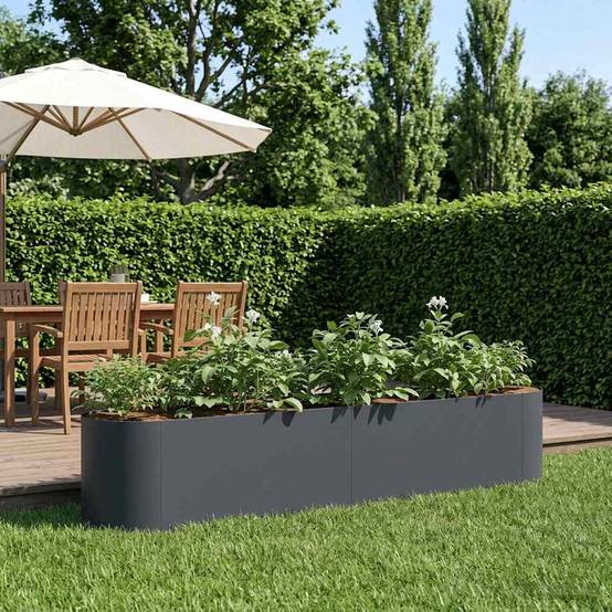 ComfortXL - Carré potager acier balcon légumes herbes base ouverte 200x40x40cm anthracite - ComfortXL Outdoor Living - Image 1