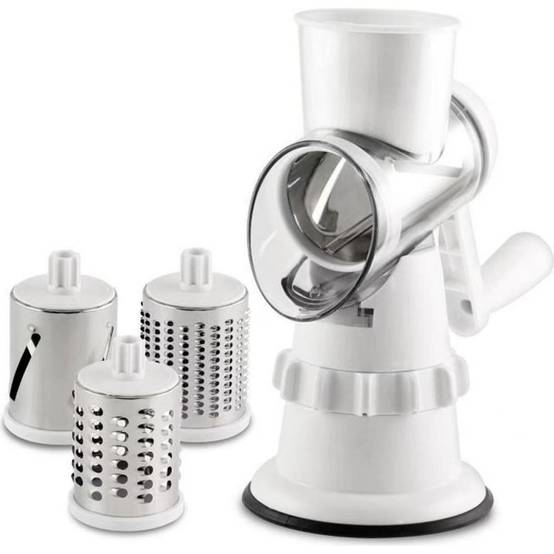 0 - Mandoline cuisine 3 lames inox - Tranche/râpe/hache - Ventouse puissante - Sans BPA - Image 1