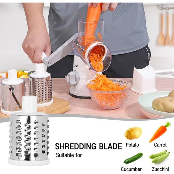 0 - Mandoline cuisine 3 lames inox - Tranche/râpe/hache - Ventouse puissante - Sans BPA - Image 5
