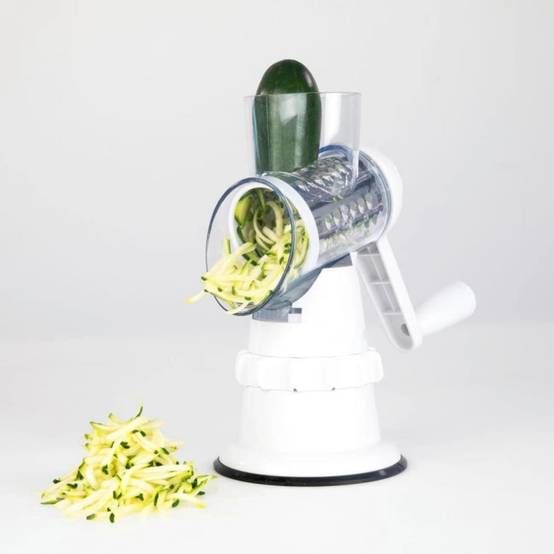 0 - Mandoline cuisine 3 lames inox - Tranche/râpe/hache - Ventouse puissante - Sans BPA - Image 3