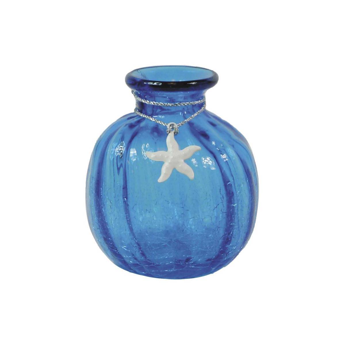 Aubry Gaspard - Vase en verre teinté bleu