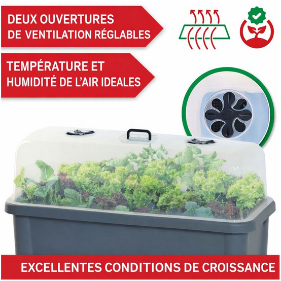 Carré potager sur pied plastique Gris avec couvercle 76x 66x37cm Jardinière surélevée - Image 4