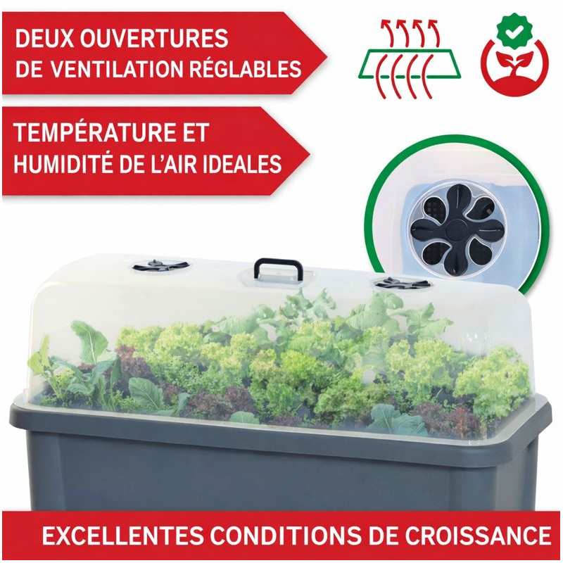 Carré potager sur pied plastique Gris avec couvercle 76x 66x37cm Jardinière surélevée - Image 4