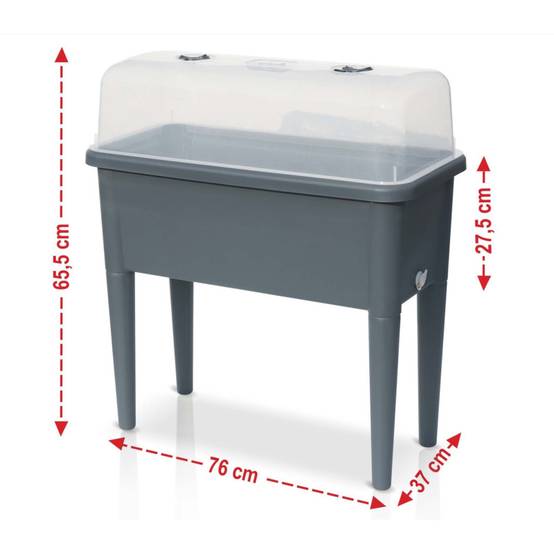 Carré potager sur pied plastique Gris avec couvercle 76x 66x37cm Jardinière surélevée - Image 2